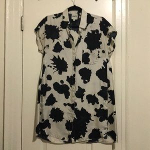 Silk splatter cow print dress